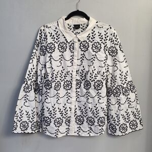 Worthington Black and White Floral Blouse